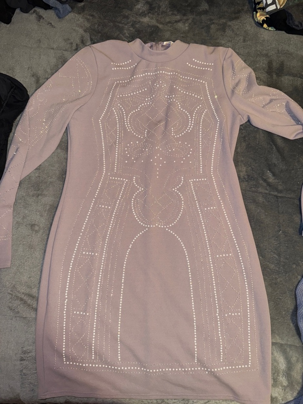 Say What? Mauve Long-Sleeve Studded Bodycon Dress